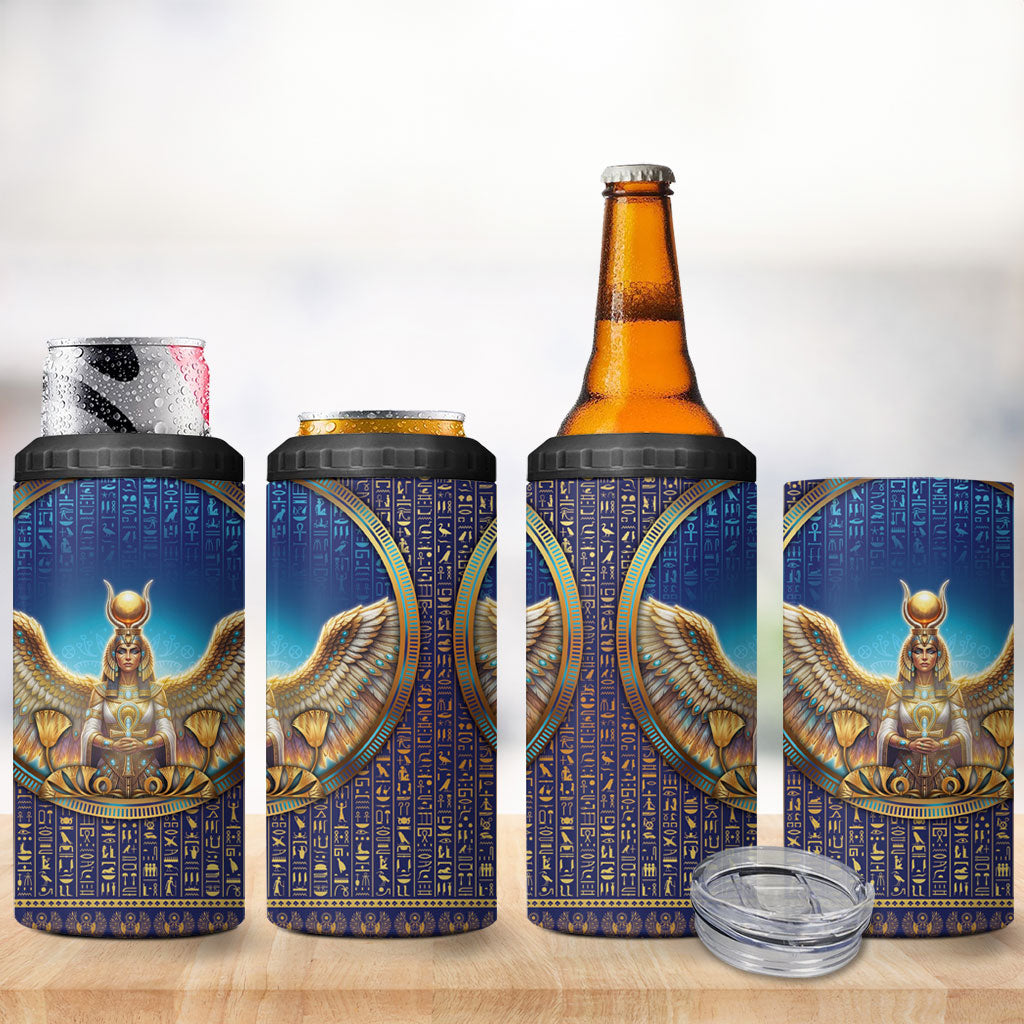 Egyptian Goddess Isis 4 in 1 Can Cooler Tumbler Ancient Mythology Winged Queen