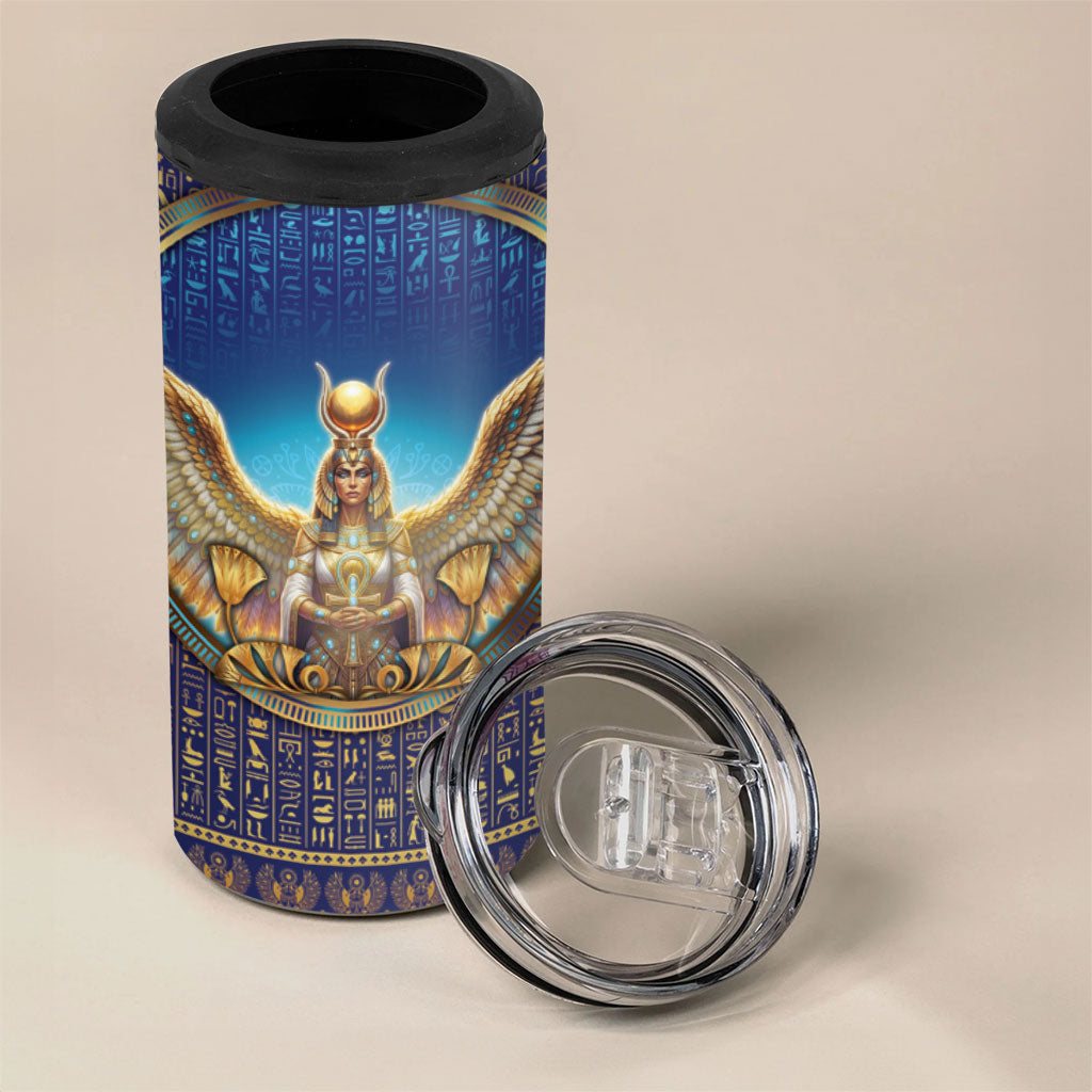 Egyptian Goddess Isis 4 in 1 Can Cooler Tumbler Ancient Mythology Winged Queen