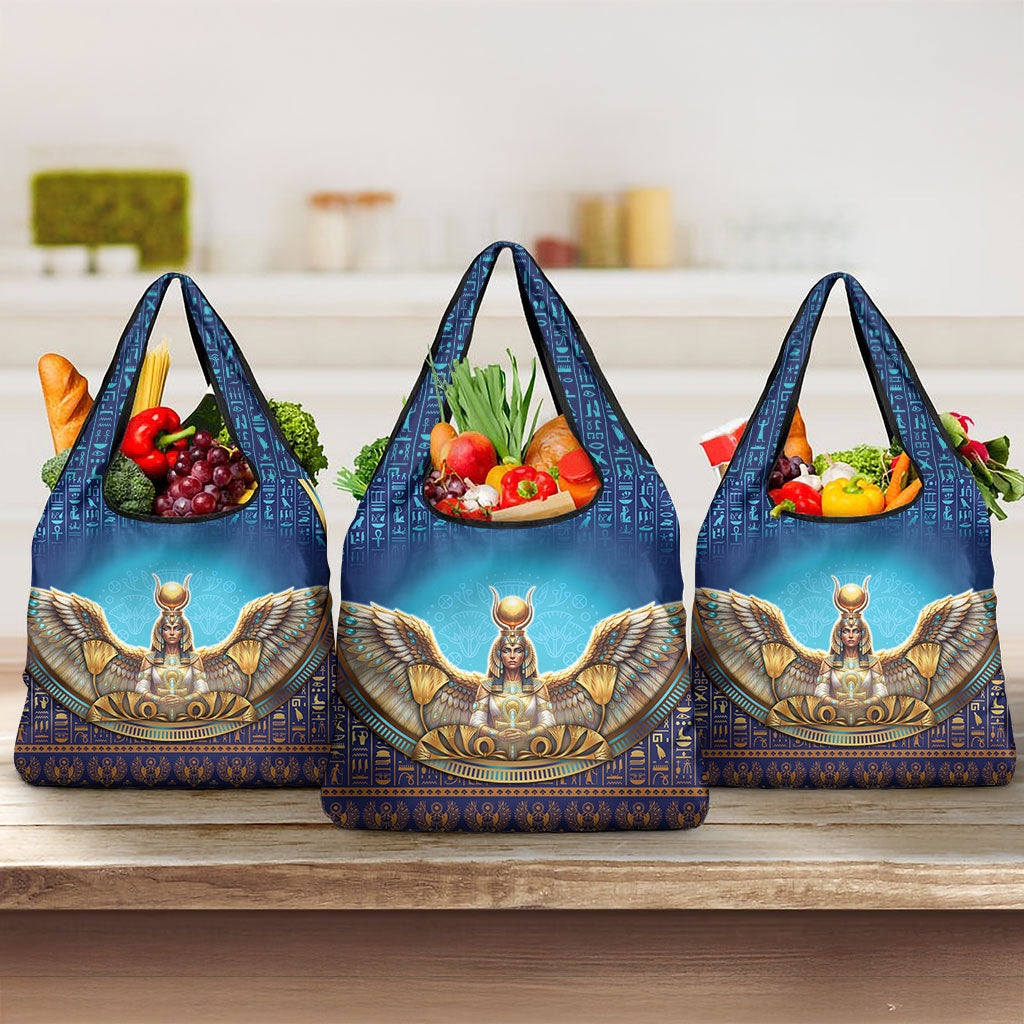 Egyptian Goddess Isis Grocery Bag Ancient Mythology Winged Queen