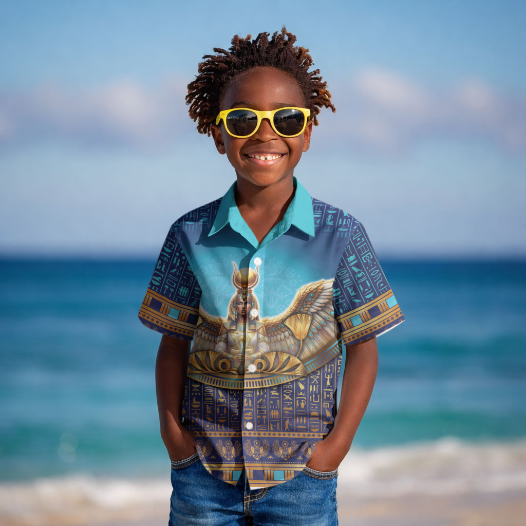 Egyptian Goddess Isis Kid Hawaiian Shirt Ancient Mythology Winged Queen