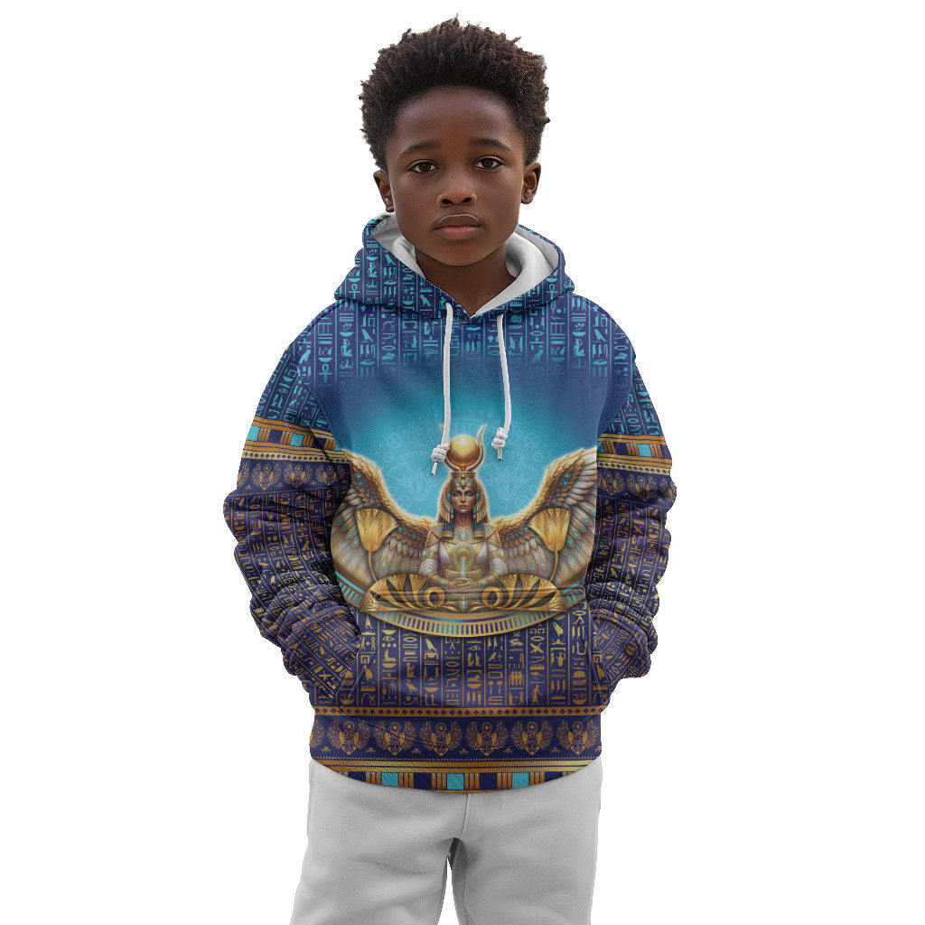 Egyptian Goddess Isis Kid Hoodie Ancient Mythology Winged Queen