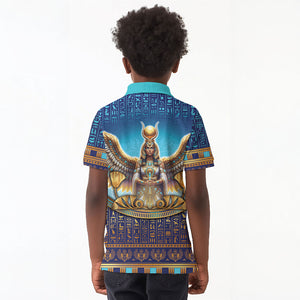 Egyptian Goddess Isis Kid Polo Shirt Ancient Mythology Winged Queen