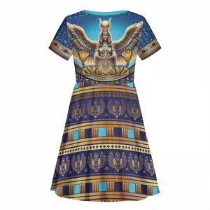 Egyptian Goddess Isis Kid Short Sleeve Dress Ancient Mythology Winged Queen