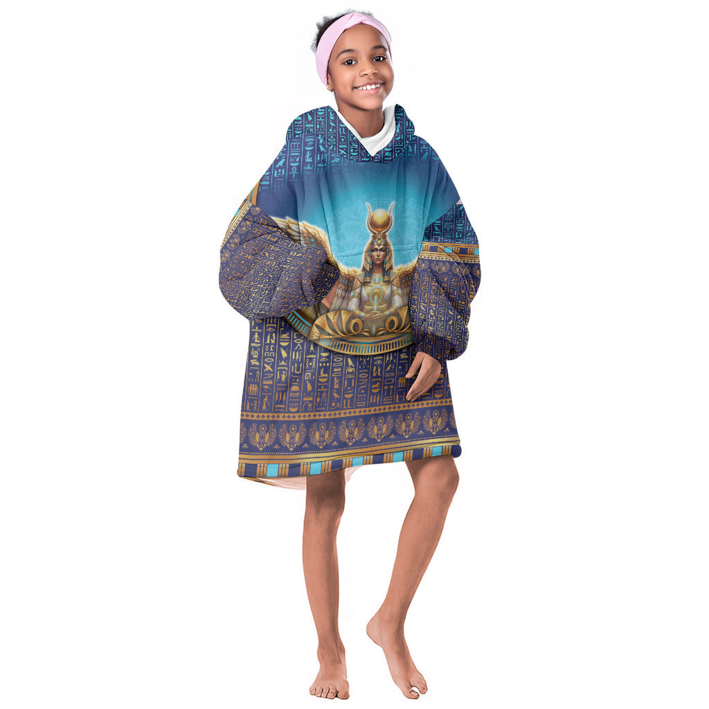 Egyptian Goddess Isis Kid Wearable Blanket Hoodie Ancient Mythology Winged Queen