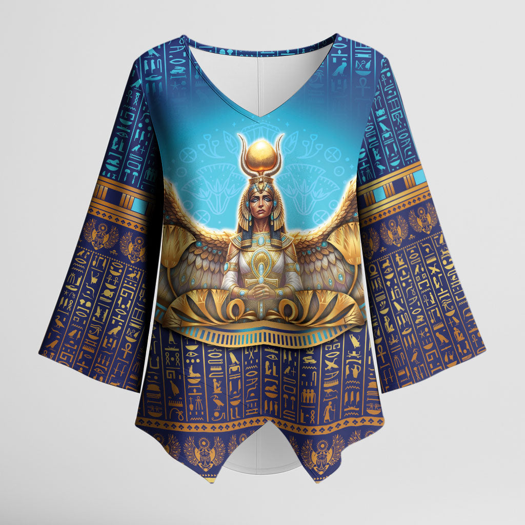 Egyptian Goddess Isis Kimono Sleeve Blouse Ancient Mythology Winged Queen