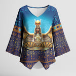 Egyptian Goddess Isis Kimono Sleeve Blouse Ancient Mythology Winged Queen