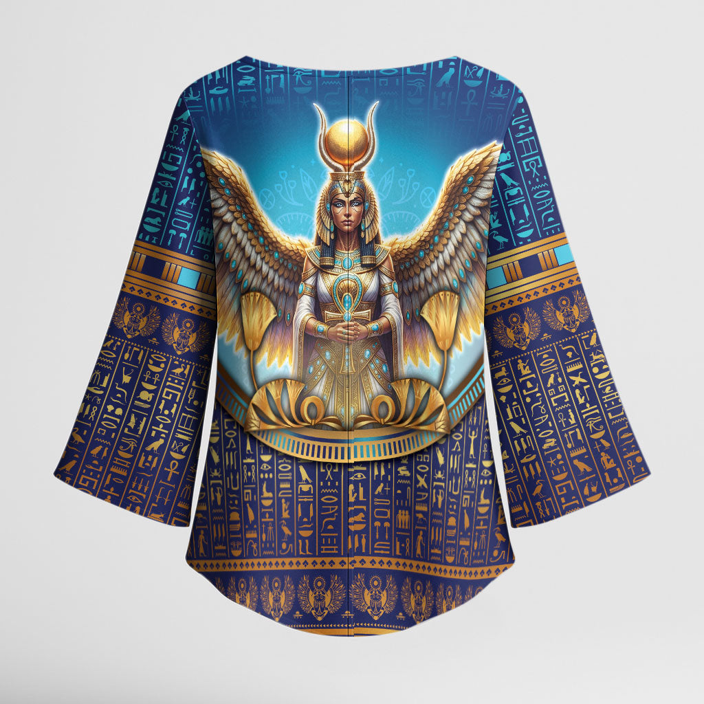 Egyptian Goddess Isis Kimono Sleeve Blouse Ancient Mythology Winged Queen