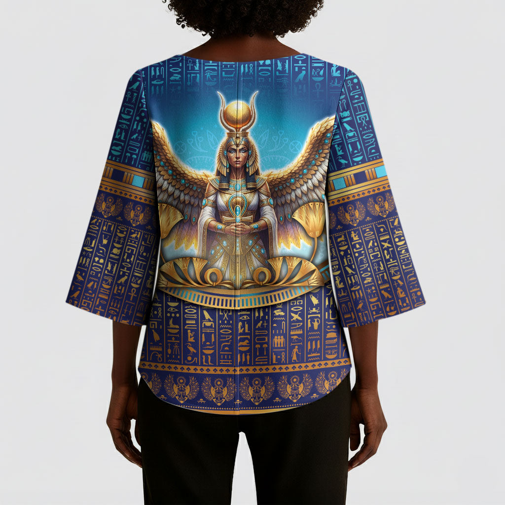 Egyptian Goddess Isis Kimono Sleeve Blouse Ancient Mythology Winged Queen