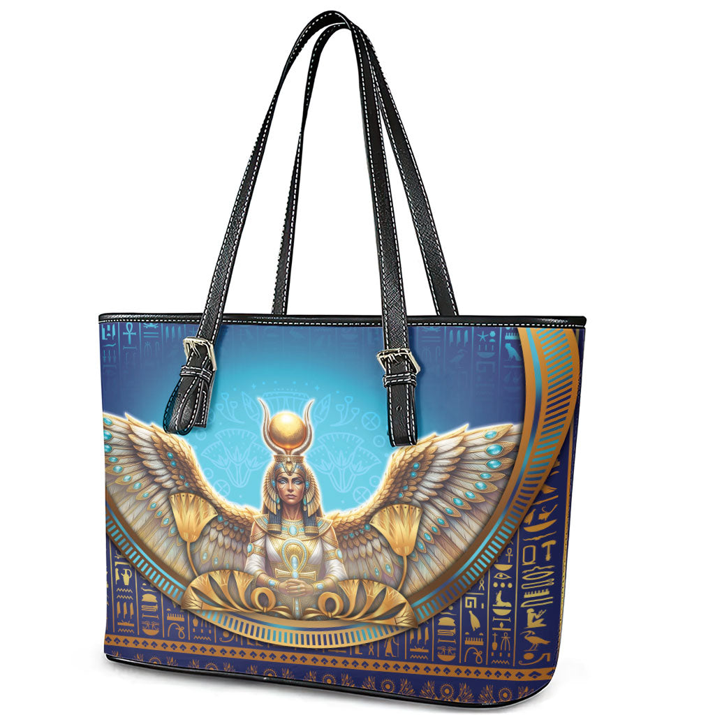 Egyptian Goddess Isis Leather Tote Bag Ancient Mythology Winged Queen