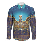 Egyptian Goddess Isis Long Sleeve Button Shirt Ancient Mythology Winged Queen