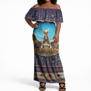 Egyptian Goddess Isis Off Shoulder Maxi Dress Ancient Mythology Winged Queen
