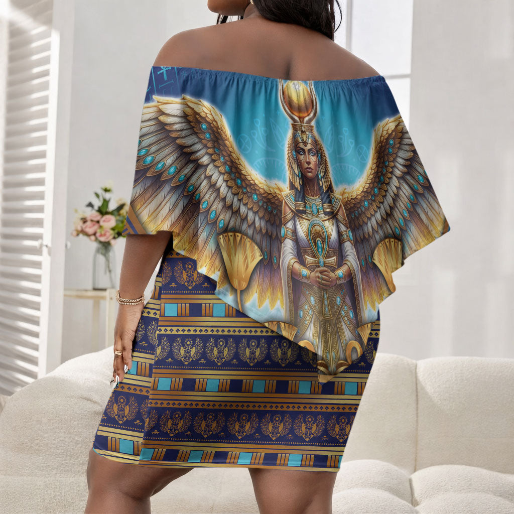 Egyptian Goddess Isis Off Shoulder Short Dress Ancient Mythology Winged Queen