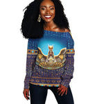 Egyptian Goddess Isis Off Shoulder Sweater Ancient Mythology Winged Queen