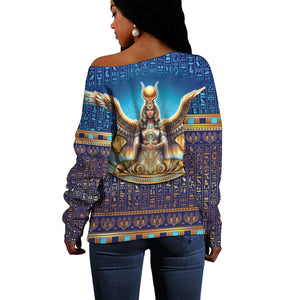 Egyptian Goddess Isis Off Shoulder Sweater Ancient Mythology Winged Queen