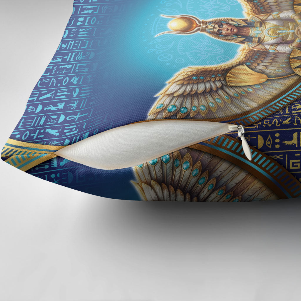 Egyptian Goddess Isis Pillow Cover Ancient Mythology Winged Queen
