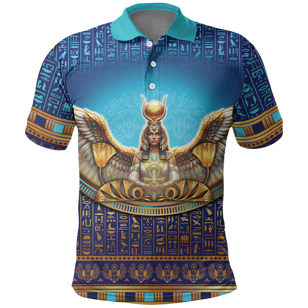 Egyptian Goddess Isis Polo Shirt Ancient Mythology Winged Queen