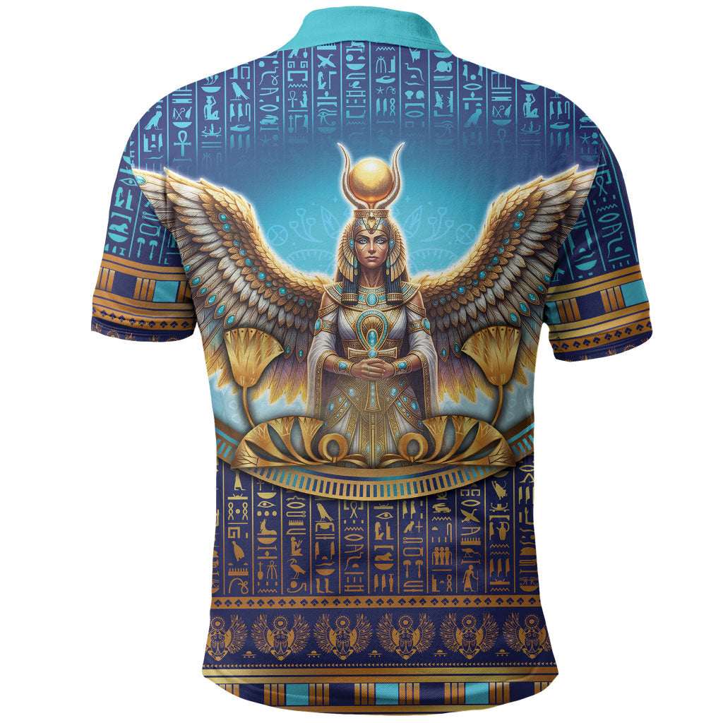 Egyptian Goddess Isis Polo Shirt Ancient Mythology Winged Queen