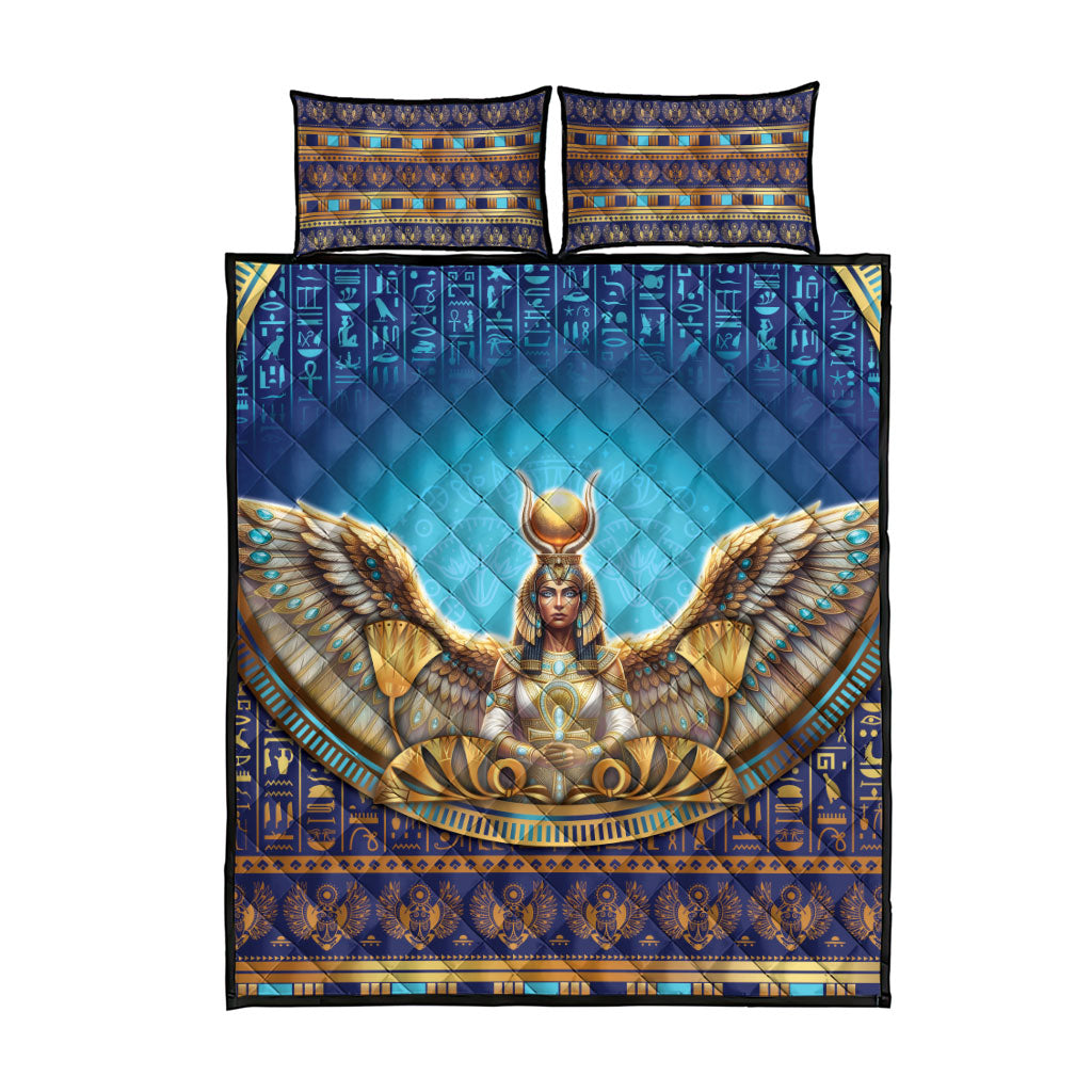 Egyptian Goddess Isis Quilt Bed Set Ancient Mythology Winged Queen