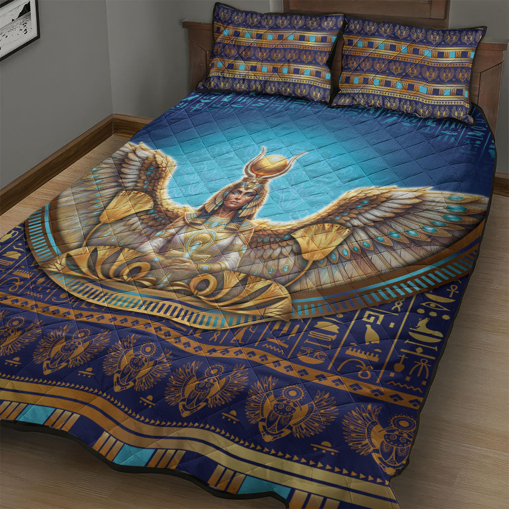 Egyptian Goddess Isis Quilt Bed Set Ancient Mythology Winged Queen