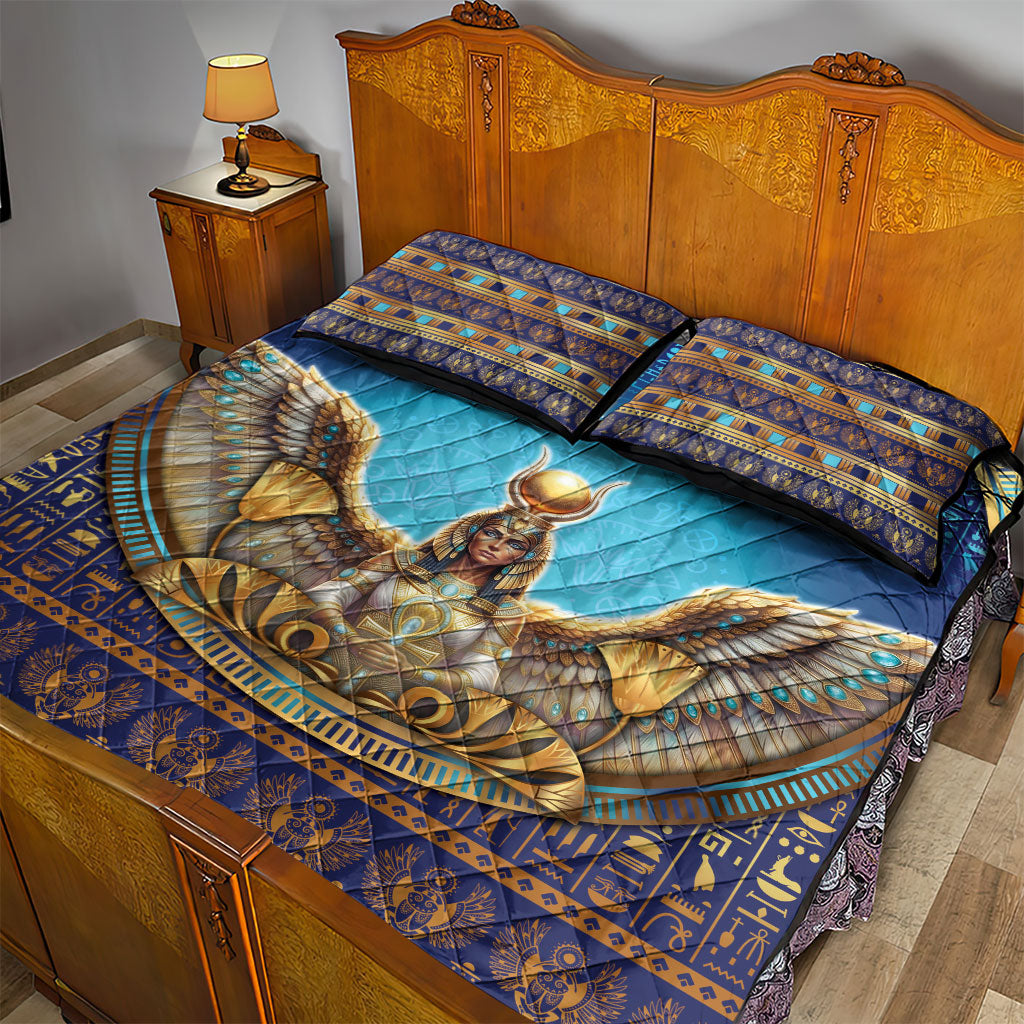Egyptian Goddess Isis Quilt Bed Set Ancient Mythology Winged Queen
