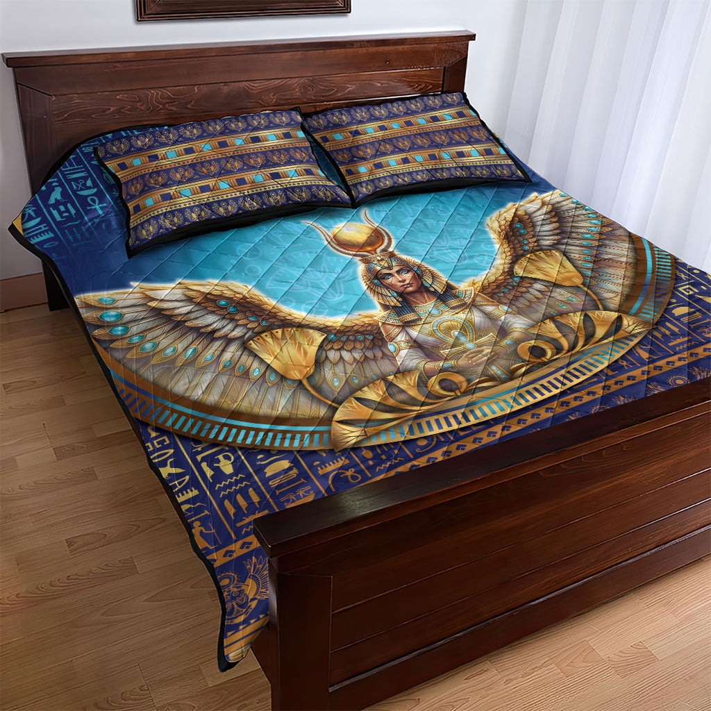 Egyptian Goddess Isis Quilt Bed Set Ancient Mythology Winged Queen