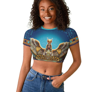 Egyptian Goddess Isis Raglan Cropped T shirt Ancient Mythology Winged Queen