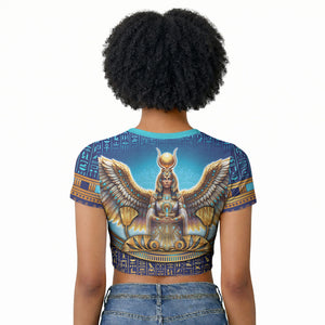 Egyptian Goddess Isis Raglan Cropped T shirt Ancient Mythology Winged Queen