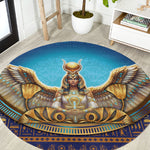 Egyptian Goddess Isis Round Carpet Ancient Mythology Winged Queen