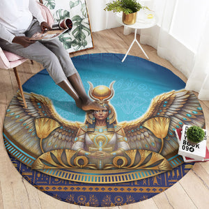 Egyptian Goddess Isis Round Carpet Ancient Mythology Winged Queen