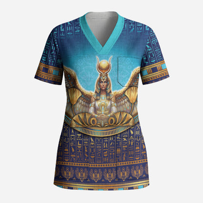 Egyptian Goddess Isis Scrub Top Ancient Mythology Winged Queen