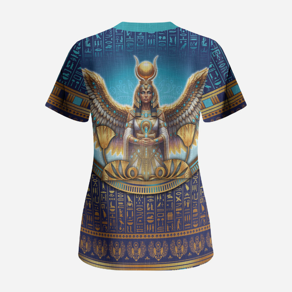 Egyptian Goddess Isis Scrub Top Ancient Mythology Winged Queen