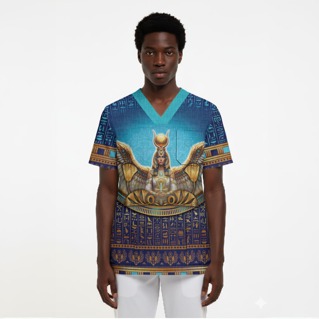 Egyptian Goddess Isis Scrub Top Ancient Mythology Winged Queen