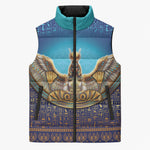Egyptian Goddess Isis Sleeveless Puffer Jacket Ancient Mythology Winged Queen