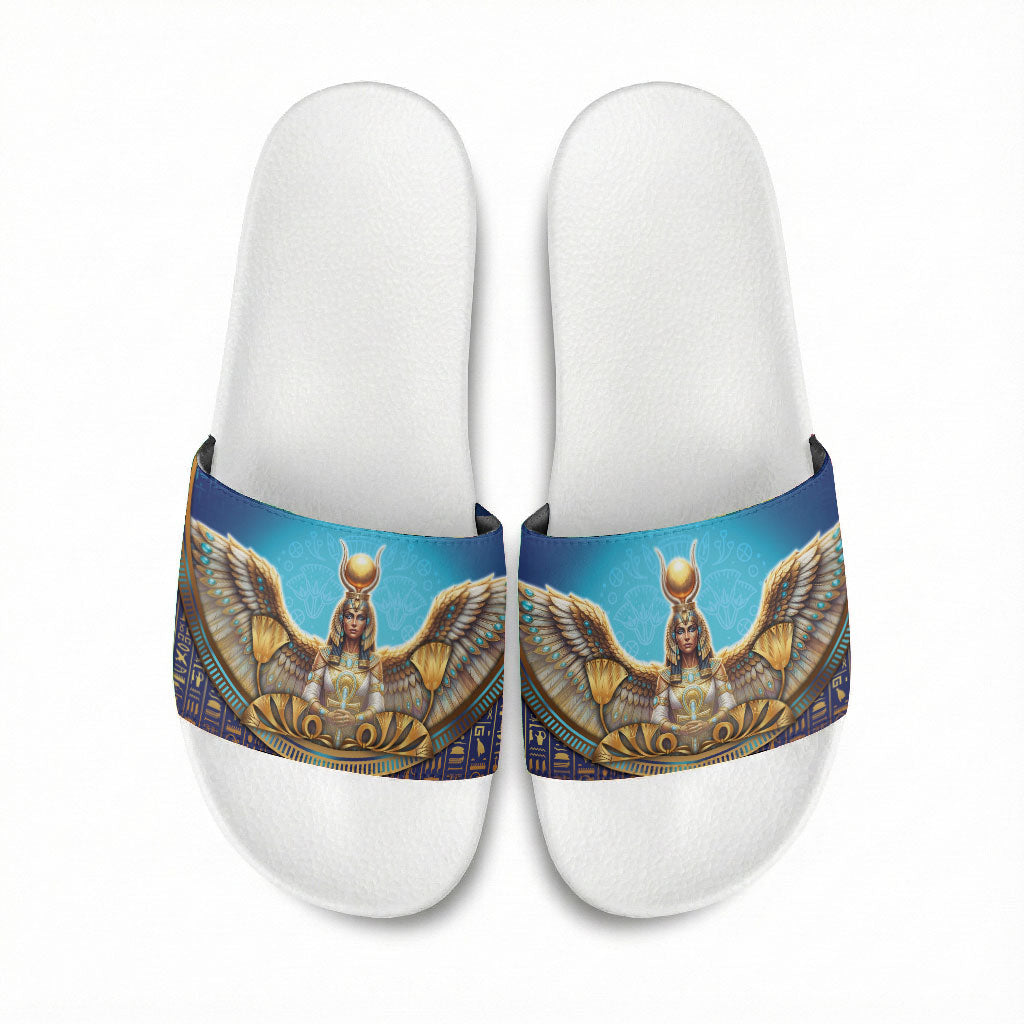 Egyptian Goddess Isis Slide Sandals Ancient Mythology Winged Queen