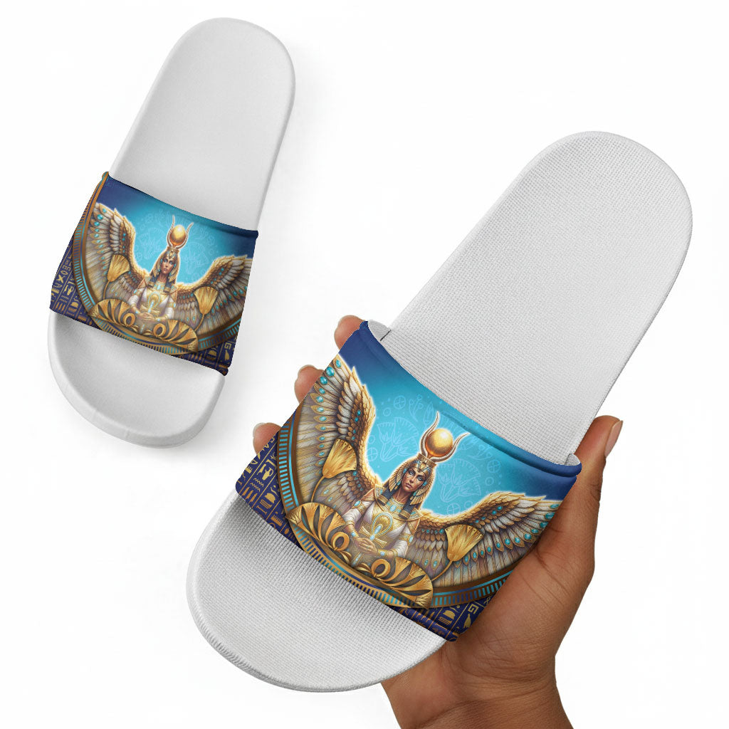 Egyptian Goddess Isis Slide Sandals Ancient Mythology Winged Queen