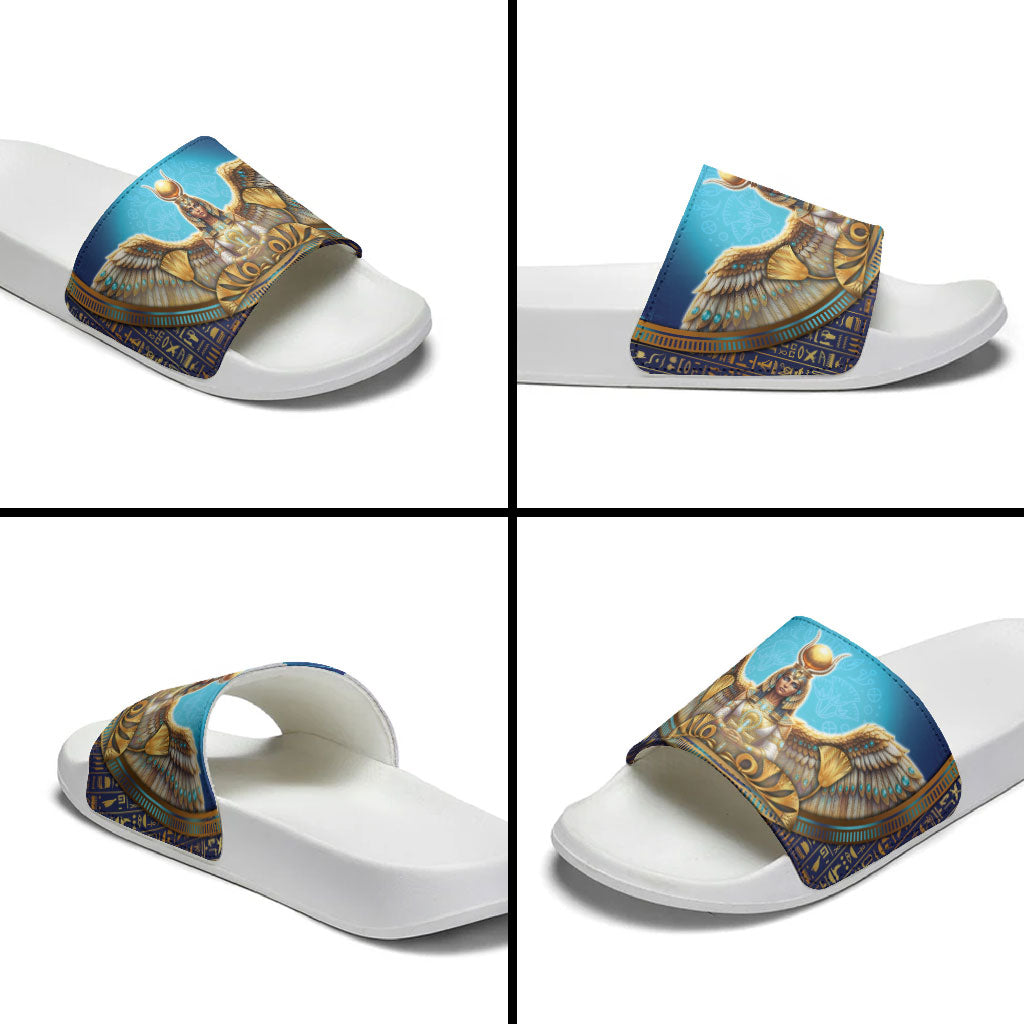 Egyptian Goddess Isis Slide Sandals Ancient Mythology Winged Queen