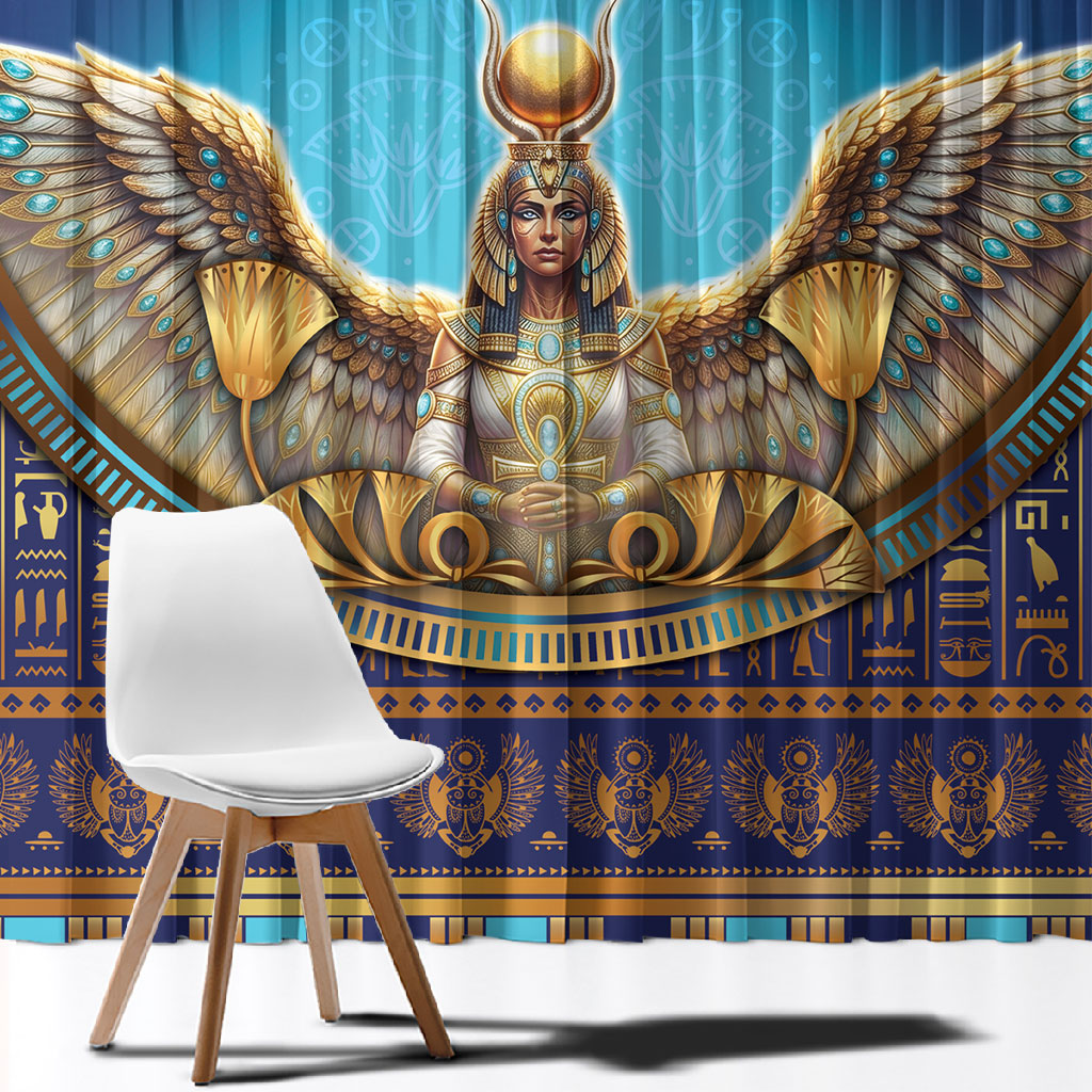 Egyptian Goddess Isis Window Curtain Ancient Mythology Winged Queen