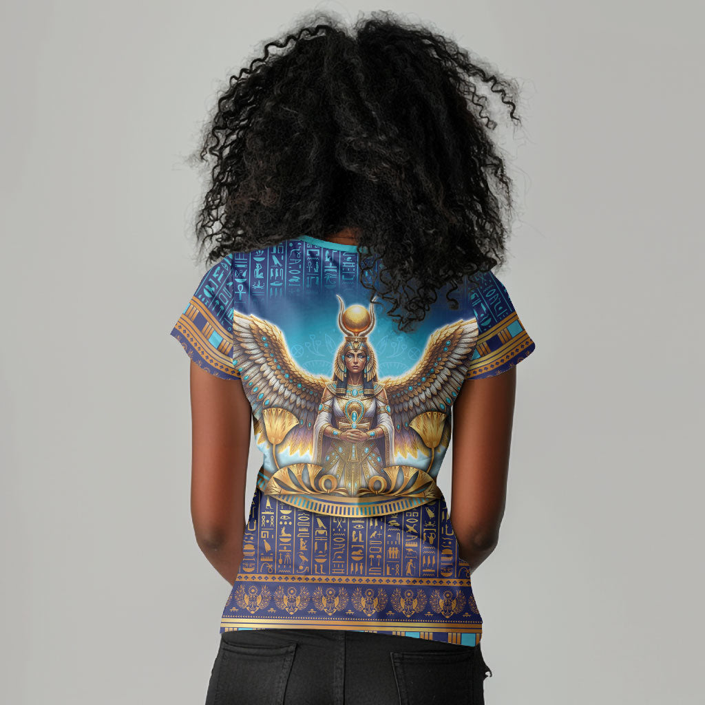 Egyptian Goddess Isis Women V-Neck T-Shirt Ancient Mythology Winged Queen