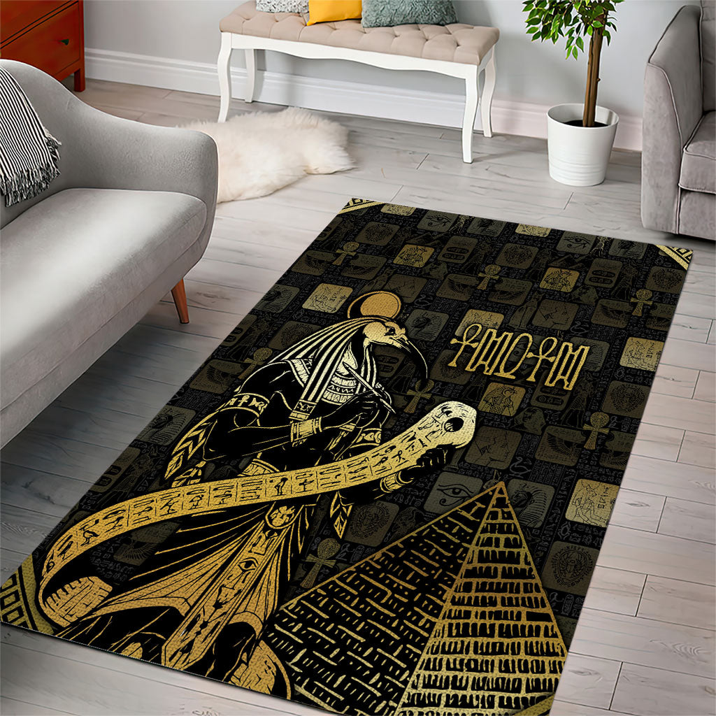 Egyptian God Thoth Area Rug Ancient Mythology Ibis Wisdom Hieroglyphic