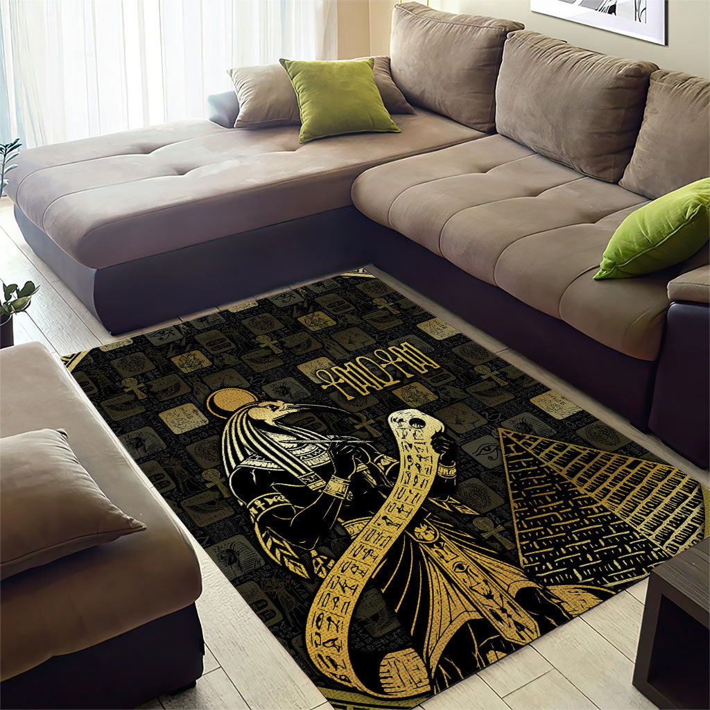 Egyptian God Thoth Area Rug Ancient Mythology Ibis Wisdom Hieroglyphic