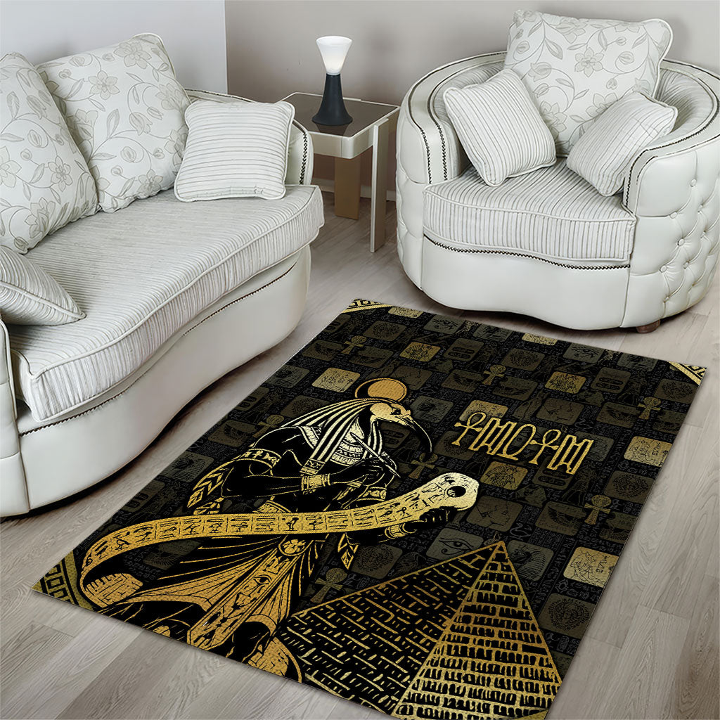 Egyptian God Thoth Area Rug Ancient Mythology Ibis Wisdom Hieroglyphic