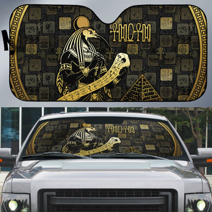 Egyptian God Thoth Auto Sun Shade Ancient Mythology Ibis Wisdom Hieroglyphic