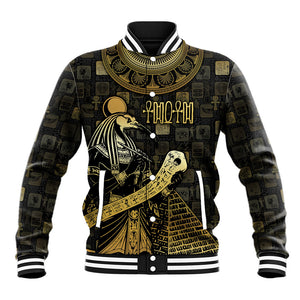 Egyptian God Thoth Baseball Jacket Ancient Mythology Ibis Wisdom Hieroglyphic