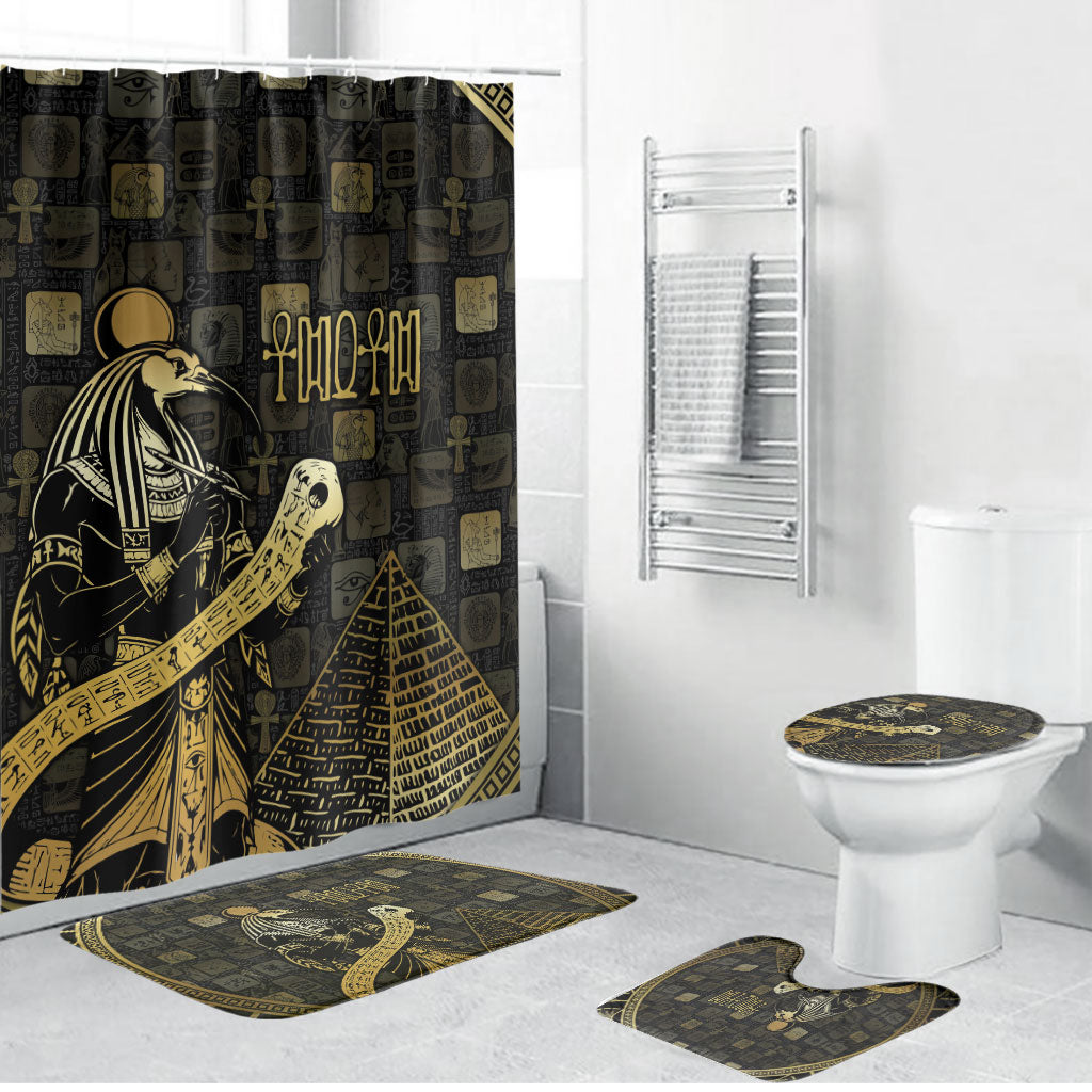 Egyptian God Thoth Bathroom Set Ancient Mythology Ibis Wisdom Hieroglyphic