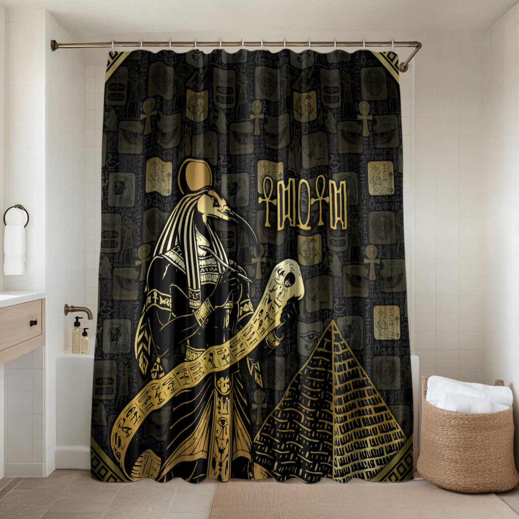 Egyptian God Thoth Bathroom Set Ancient Mythology Ibis Wisdom Hieroglyphic