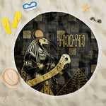 Egyptian God Thoth Beach Blanket Ancient Mythology Ibis Wisdom Hieroglyphic