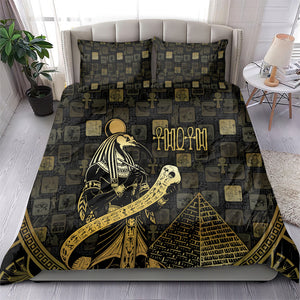 Egyptian God Thoth Bedding Set Ancient Mythology Ibis Wisdom Hieroglyphic