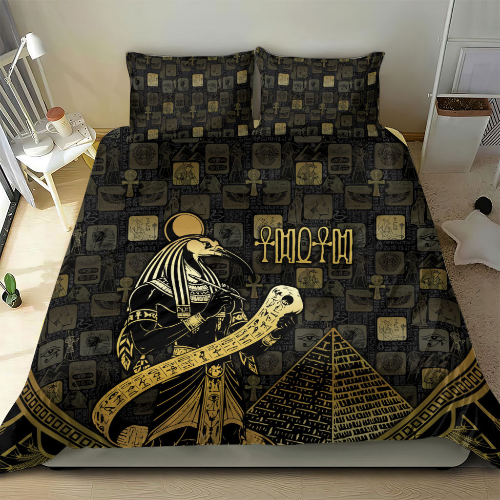Egyptian God Thoth Bedding Set Ancient Mythology Ibis Wisdom Hieroglyphic