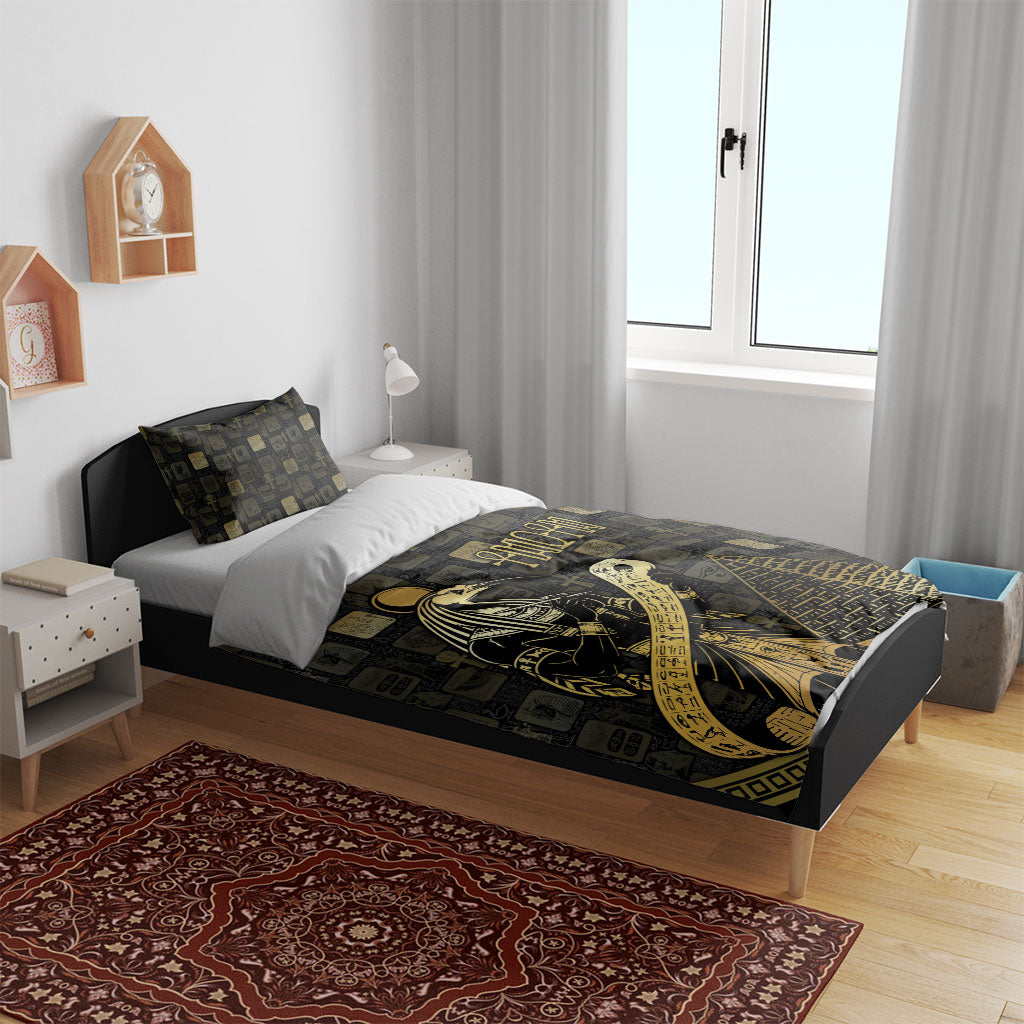 Egyptian God Thoth Bedding Set Ancient Mythology Ibis Wisdom Hieroglyphic