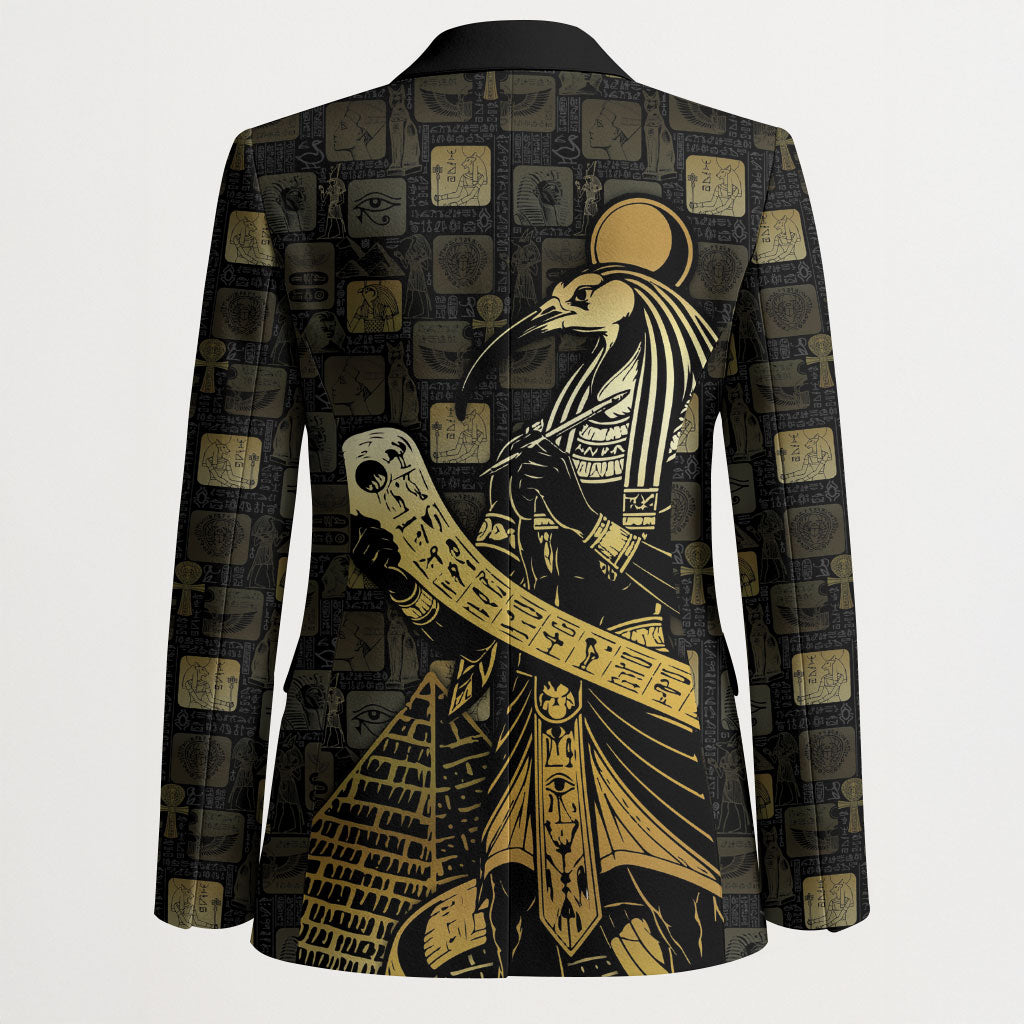 Egyptian God Thoth Blazer Ancient Mythology Ibis Wisdom Hieroglyphic